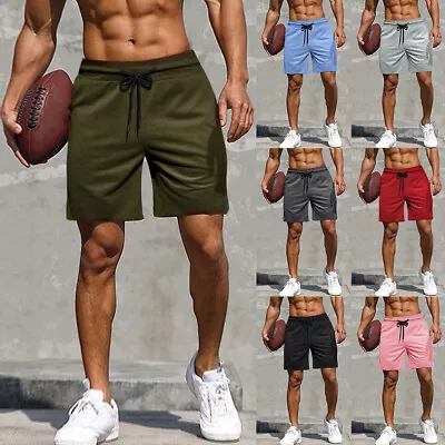 Mens Chino Drawstring Joggers Shorts Sports Gym Fitness Hot Pants Bottoms Size • £11.09