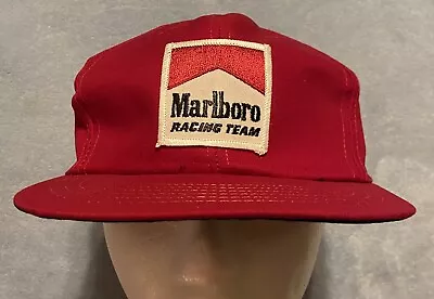 Marlboro Racing Team Patch Snapback Hat Cap USA Flat Brim Terry Cloth Liner Vtg • $25