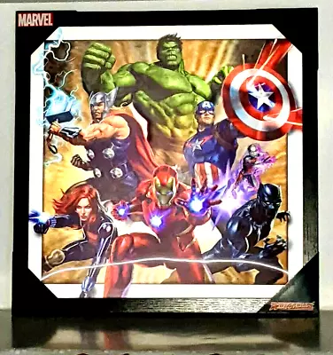 Marvel Avengers 3D Wall Art Superheros Moving Picture Framed Lenticular Hologram • £26.98