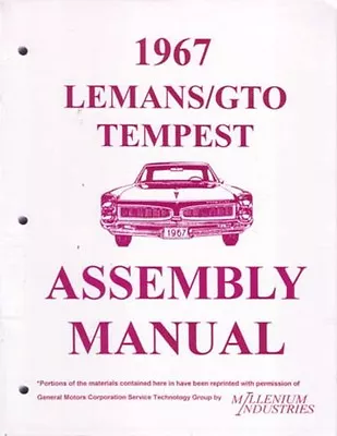 1967 Pontiac Tempest Assembly Manual Rebuild Instructions Illustrations Drawing • $42.49