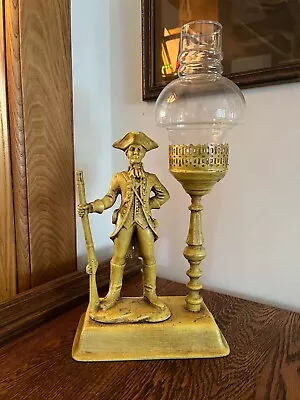 Antique Soldier Hurricane Lamp Lantern War Figure Candelabra Candle Holder • $138