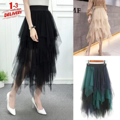 £15.35 • Buy Women High Waist Mesh Tutu Maxi Skirts Sheer Net Tulle Pleated Leyard Long Dress