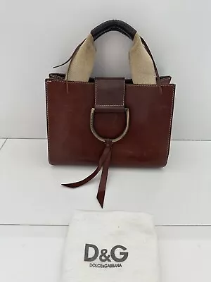 D&G DOLCE & GABBANA Vintage Brown Leather Top Handle Bag • $50