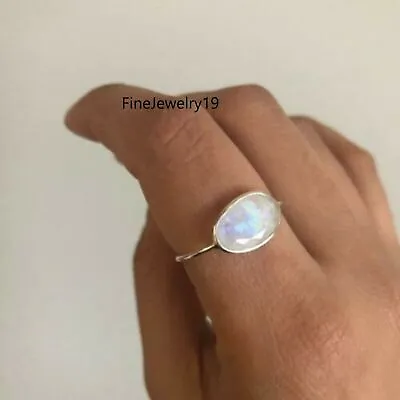 Rainbow Moonstone Ring 925 Sterling Silver Band Ring Handmade Ring Jewelry C231 • £11.88