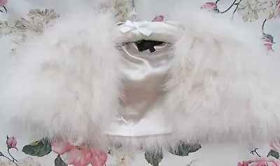 Creamy Blush Pink Soft FEATHER Fur Jacket Shrug Bolero S/M 10/12 Coast £60 • £24.99