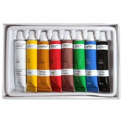 8 X Oil Paints Assorted Colours Tubes Beginner Artist Set Arts Crafts School • £3.49