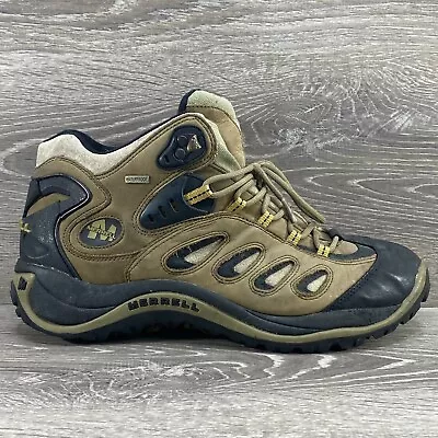 Merrell Reflex 4 Mid Waterproof Loden Hiking Tan Leather Boots Mens Size 11 • $49.99