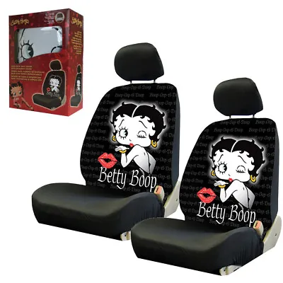 $57.18 • Buy Classic Betty Boop Timeless Car Truck 2 Front Seat Covers With Headrest Covers