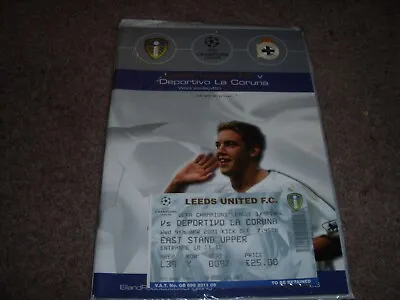 Leeds United V Deportivo La Coruna Uefa Champions League Q/final 2001 & Ticket • £4.99