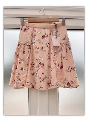 £17.99 • Buy NEW NAF NAF NWT Pink Chiffon Floral Mini Skirt Fully Lined Size 8 36
