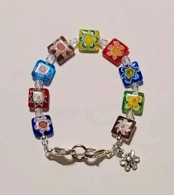 Millefiori Square Beads Colorful Medical Alert ID Replacement Bracelet 6.5  • $10