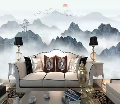 3D Misty Mountain ZHU9504 Wallpaper Wall Mural Removable Self-adhesive Zoe • $19.99