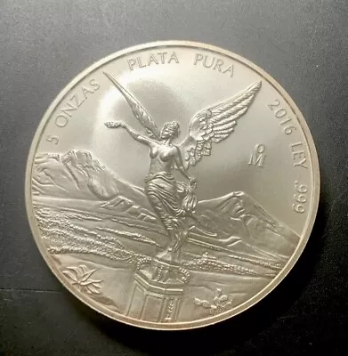 Mexico 2016 5 Onza / Gem BU / Big & Beautiful Libertad! / 5 Oz .999 Silver Coin • $180.50