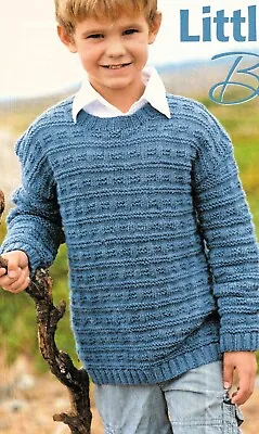 596 Mens Boys Textured Sweater Dk 24 To 46  Vintage Knitting Pattern Copy • £3.49
