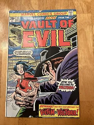 Vault Of Evil #21 Marvel Comics 1975 Bronze Age Horror Book • $17