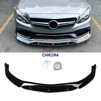 Front Bumper Lip For 2015-2021 Mercedes Benz C63 B Style Splitter Gloss Black • $199.99