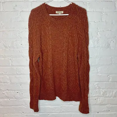 $39.95 • Buy MADEWELL Donegal Cable Knit Fisherman Sweater Burnt Orange Size Large