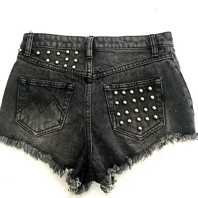 Mink Pink Distressed Festival Shorts Size XXS Womens Grey Denim Studded Studs • $12.84