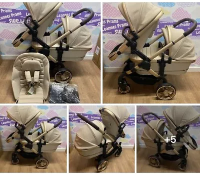 New Double ICandy Peach 7 In Biscotti With 2 Seats & 1 Carrycot *SALE*  24hr P&P • £1175