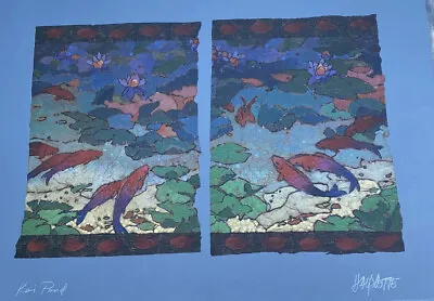 MAX HAYSLETTE Koi Pond Signed Lithograph Poster Print 29”x 22” Ships Rolled • $100