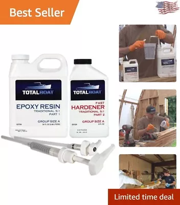 Marine Grade Epoxy Resin Kit - Quart Size - Fast Hardener For Fiberglass & Wood • $137.99