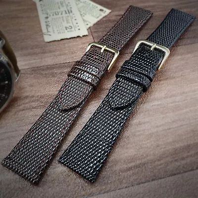 Genuine Leather Lizard Grain Watch Strap Black Brown 12mm-26mm • £6.39