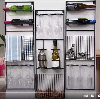 $33.74 • Buy South Street Loft 3 Piece Wine Wall Storage Rack Black Stainless Steel