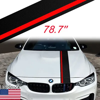 78.7'' Carbon Fiber Look Rally Racing Stripe Front Hood Decal Sticker For BMW • $18.99