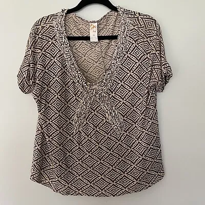 Anthropologie C. Keer Applique Geometric Cropped Swing Top-Size M • $20.29