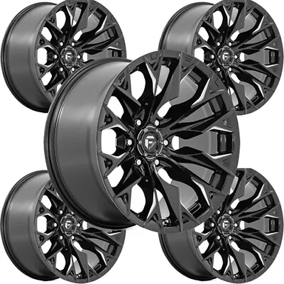 (Set-5) Fuel D803 Flame 6 20x10 6x5.5  -18mm Black/Milled Wheels Rims 20  Inch • $2285