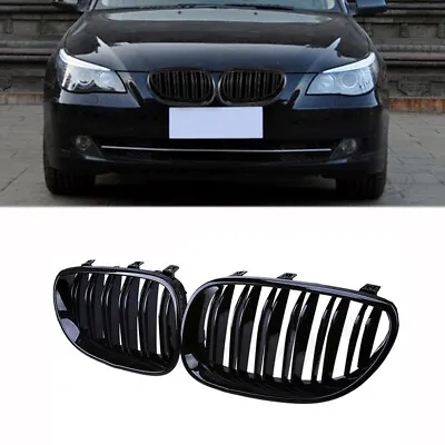 $31.95 • Buy Pair Gloss Black Front Kidney Grille Grill For BMW 5 Series E60 E61 M5 2003-2010