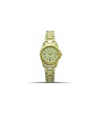 Montres Carlo Ladies Classic Quartz Gold Dial Stainless Steel Bracelet Watch • $9.99