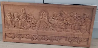 £95 • Buy Carved Oak Wall Panel Of The Last Supper Approx 41 Inches X 19 Inches