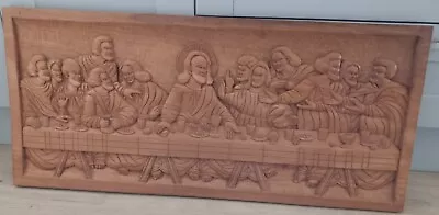 £95 • Buy Carved Oak Wall Panel Of The Last Supper Approx 41 Inches X 19 Inches