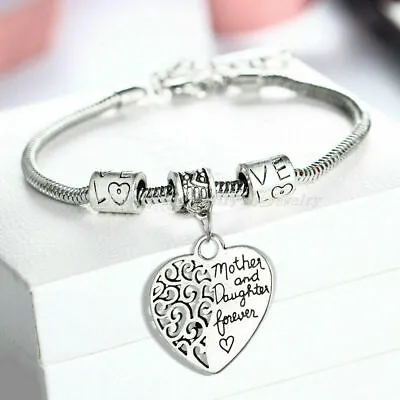 925 Sterling Silver Charm New Fashion Mother And Daughter Forever Love Bracelet  • $19.74