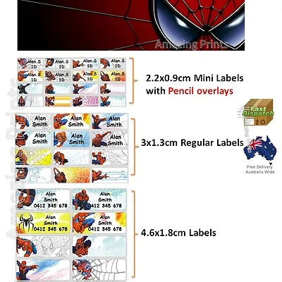 $3.99 • Buy Spiderman Vinyl Personalised Name Label Sticker School Book Boy Tag Custom