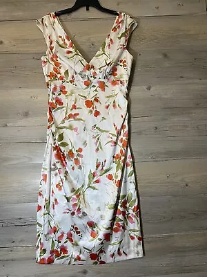Women’s Maggy L Floral Flower White Dress Size 6 Polyester A37 • $15.95