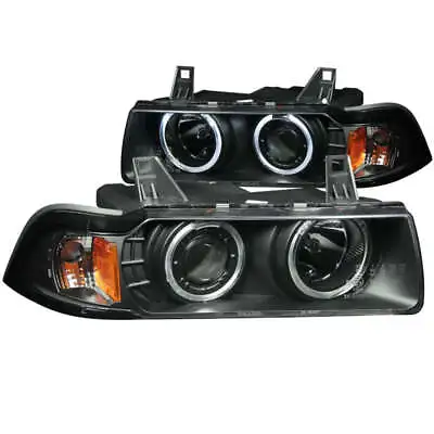 ANZO Fits 1992-1998 BMW 3 Series E36 Projector Headlights W/ Halo Black (CCFL) G • $260.99
