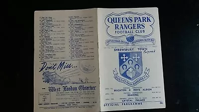 QUEENS PARK RANGERS V  SHREWSBURY TOWN 5th April 1957/58 POSTPONED • £4.99