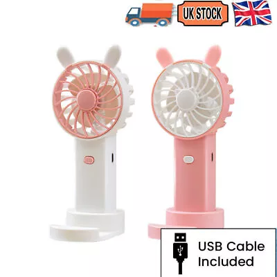Portable Mini Hand-Held Small 3 Speed Cooler Cooling USB Rechargeable Desk Fan • £3.51