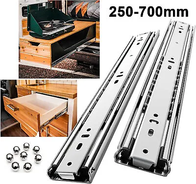 HEAVY DUTY Metal Cabinet Cupboard Drawer Ball Bearing Runners Slides Draw Groove • £8.59