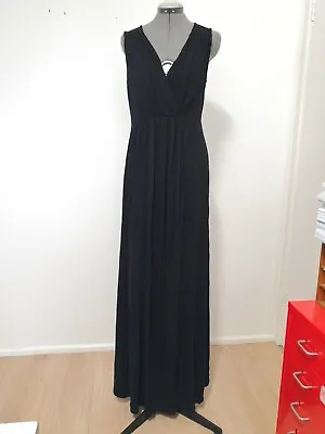 $24 • Buy ASOS Maternity Dress, Size 14, Black Maxi, Pull Over Stretch Fabric