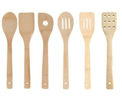 $5.50 • Buy Bamboo Wooden Utensils Kitchen Cooking Tools Spoon Spatula Mixing Fork Cookware