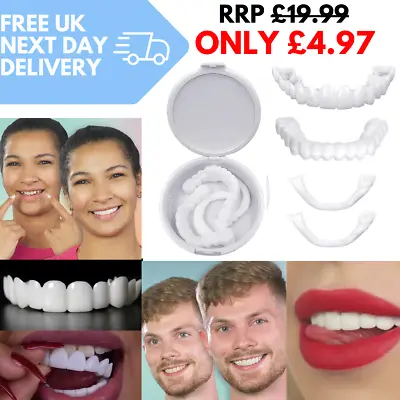 Snap On False Teeth Upper + Lower Dental Fake Veneers Cosmetic Tooth Gap Filler • £4.97