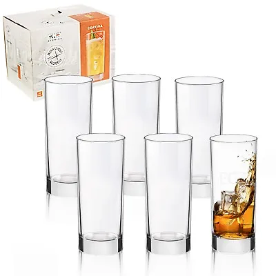 Bormioli Rocco 275ml Cortina Hi Ball Tall Dinner Tumblers Drinking Glasses Set • £8.99