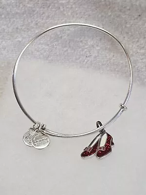 Alex And Ani  Silver WIZARD OF OZ GLITTER RUBY SLIPPERS Bangle Bracelet  ✨️✨️ • $39.98