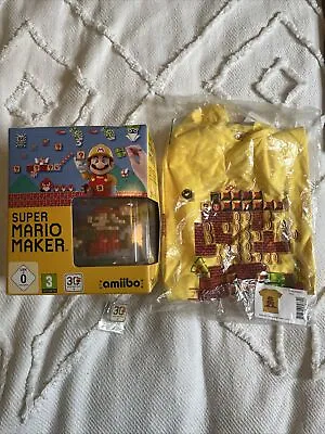 SEALED Nintendo Wii U Super Mario Maker & T Shirt Amiibo & Pin BIG BOX • £74