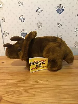 Dinosaur Vintage Dakin Plush Triceratops Brown Stuffed Animal Still Tagged 1980 • $16.99