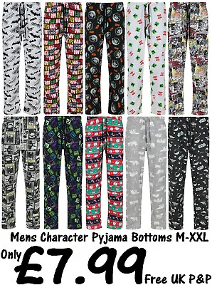 Mens Character Pyjama Bottoms Ex Uk Store Pj Lounge Pants M-xxl 15 Designs New • £7.99