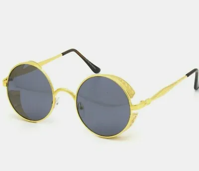 Steampunk Gold Men's Sunglasses Black Brown Lens Classy Retro 80's 90's Style • $12.98